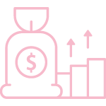 Icon of money bag and increasing chart